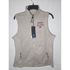 Texas A&M Antigua Women's‎ Large Zip Up Vest Beige NWT
